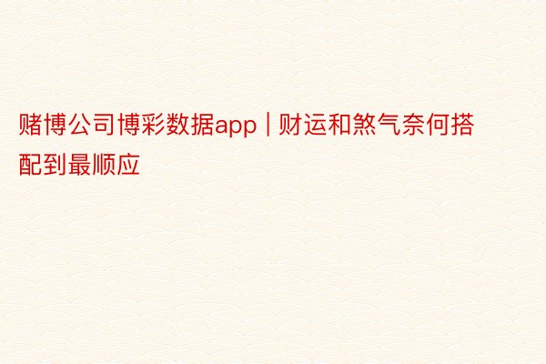 赌博公司博彩数据app | 财运和煞气奈何搭配到最顺应