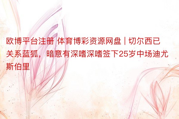 欧博平台注册 体育博彩资源网盘 | 切尔西已关系蓝狐，暗意有深嗜深嗜签下25岁中场迪尤斯伯里