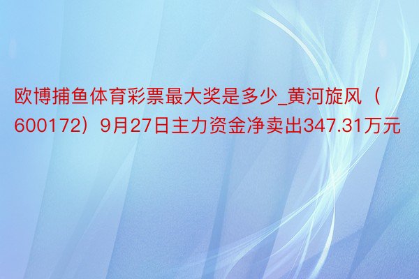 欧博捕鱼体育彩票最大奖是多少_黄河旋风（600172）9月27日主力资金净卖出347.31万元
